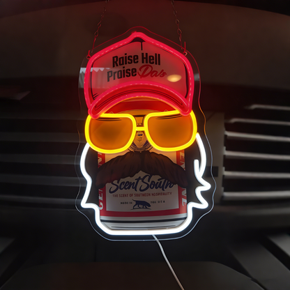 Bearded Racing Guy USB Led Neon Sign for Boys Room Man Cave Game Room & Birthday Gifts