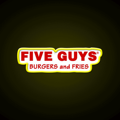 5 Guys Fast Food Led Neon Sign For Burger Place Rgb Color - Custom LED neon sign front view