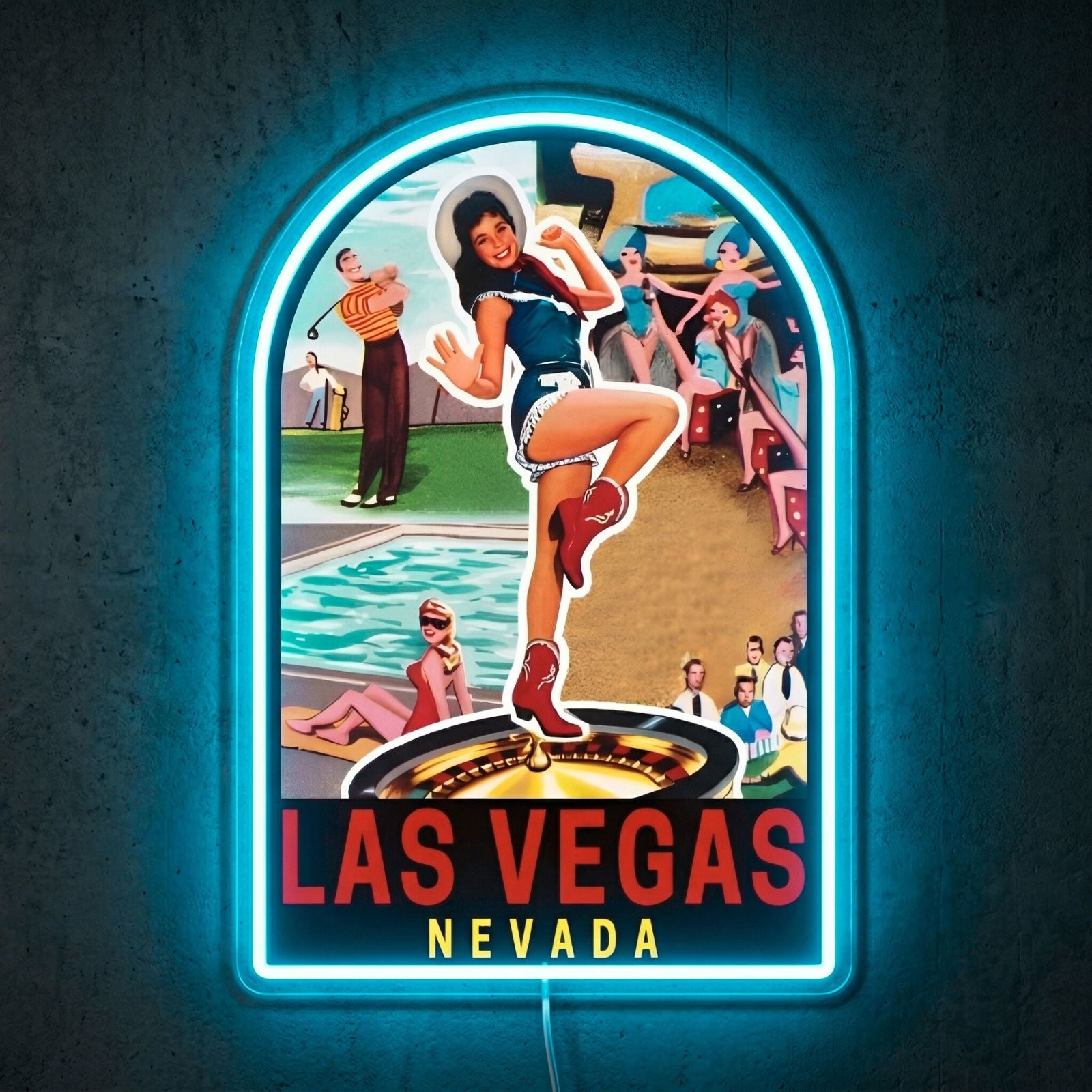 ShineNeon™ Retro Las Vegas Postcard neon sign USB Power - Custom LED neon sign front view