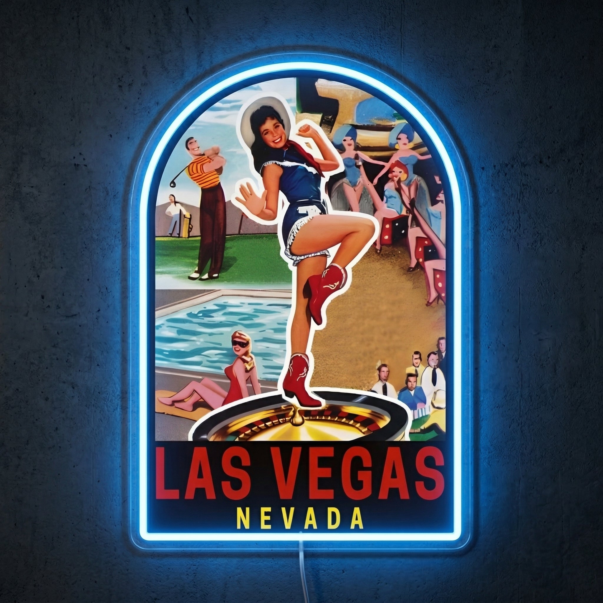 ShineNeon™ Retro Las Vegas Postcard neon sign USB Power - LED neon sign close-up detail
