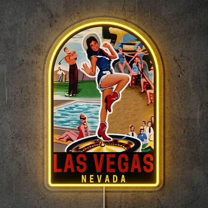 ShineNeon™ Retro Las Vegas Postcard neon sign USB Power - Size and dimension reference