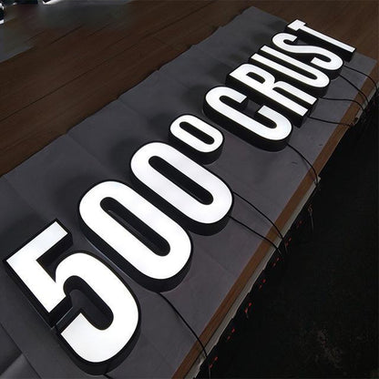 500 Degree Crust 3D Frontlit Letters Metal Led Sign