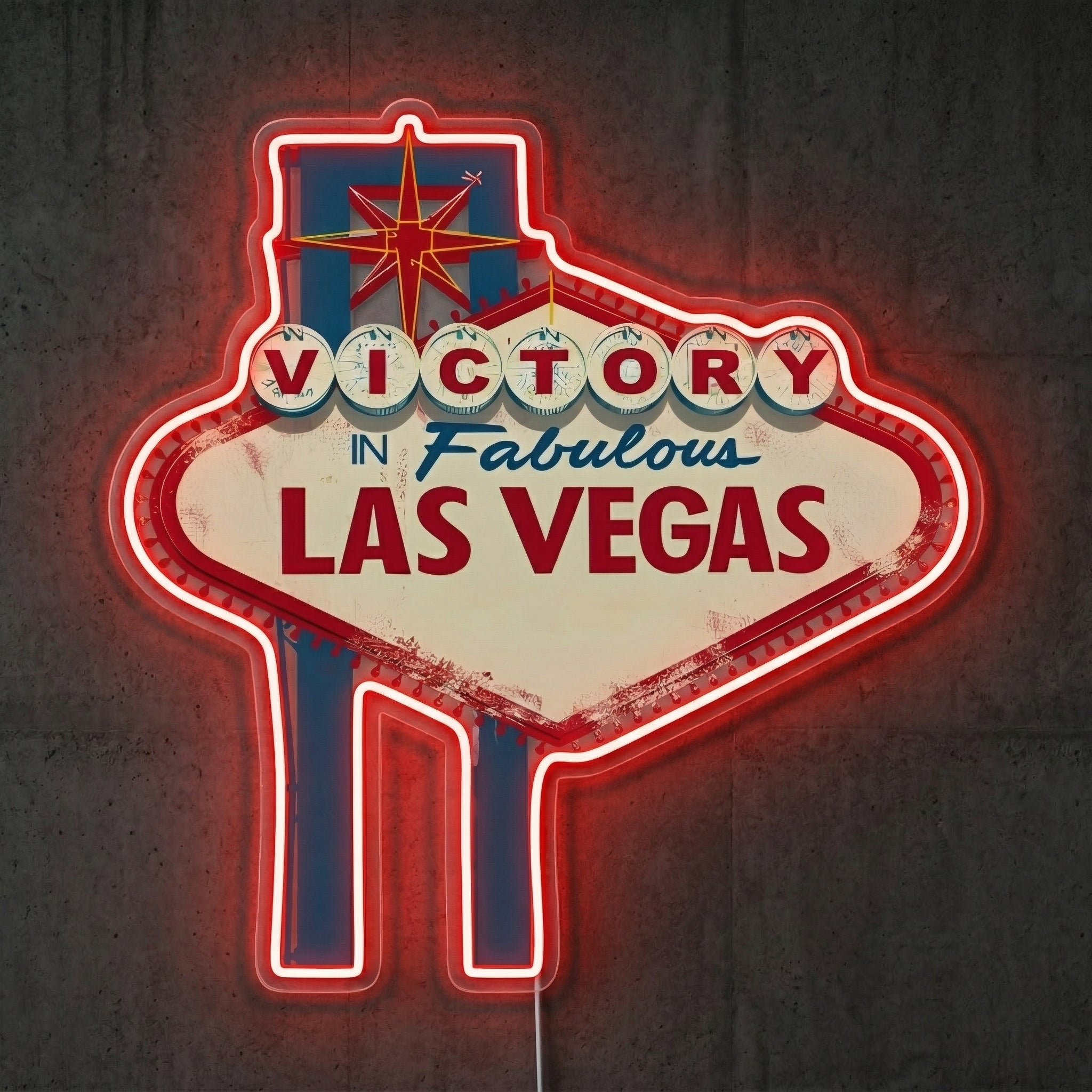 ShineNeon™ Victory Las Vegas neon sign USB Power - Custom LED neon sign front view