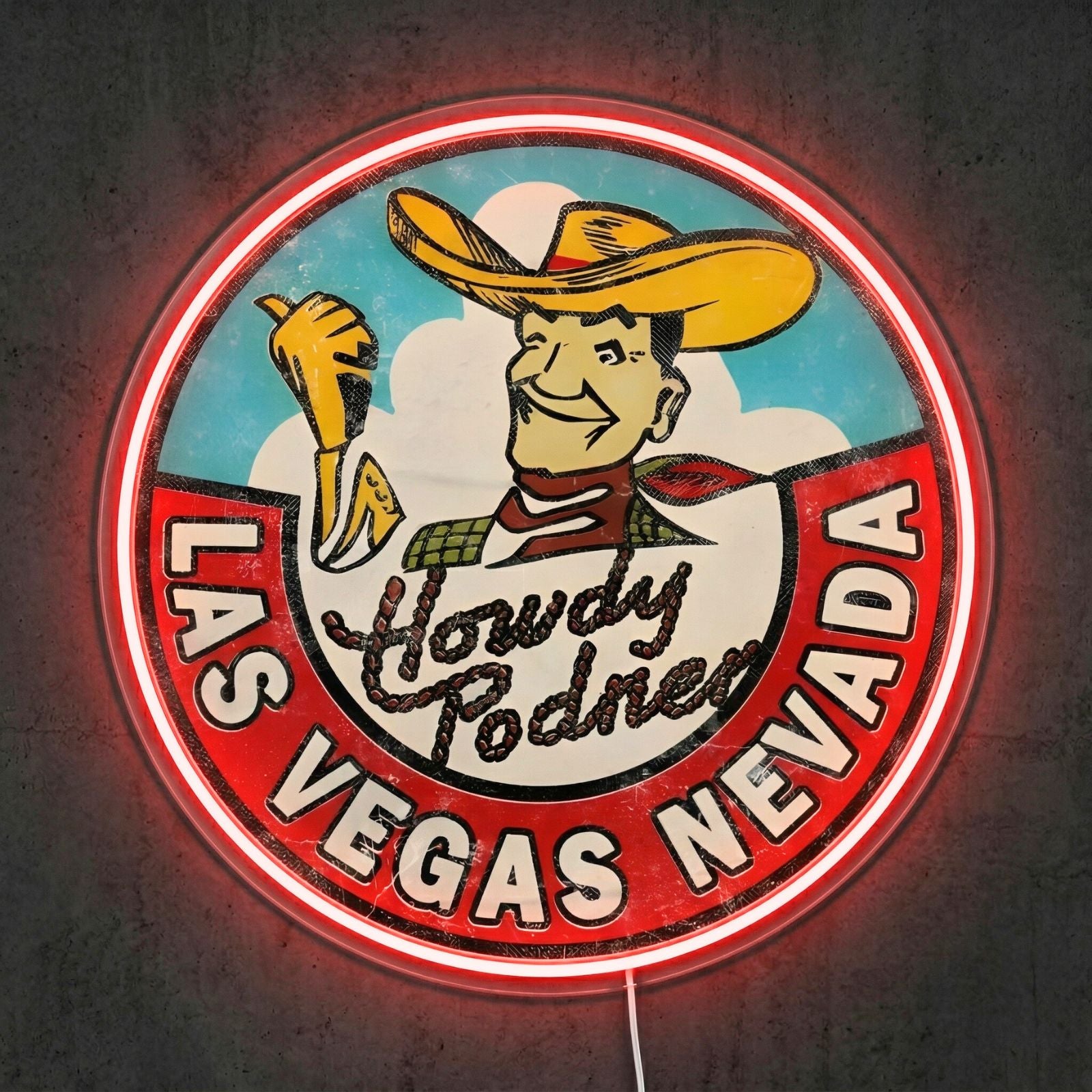 ShineNeon™ Las Vegas Donkey neon sign USB Power - Neon sign mounted on wall in room