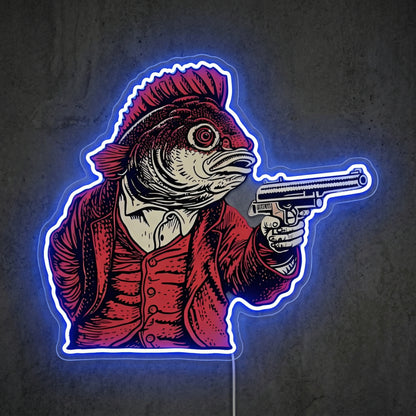 ShineNeon™ Red Hood Cowboy neon sign USB Power - Neon sign mounted on wall in room
