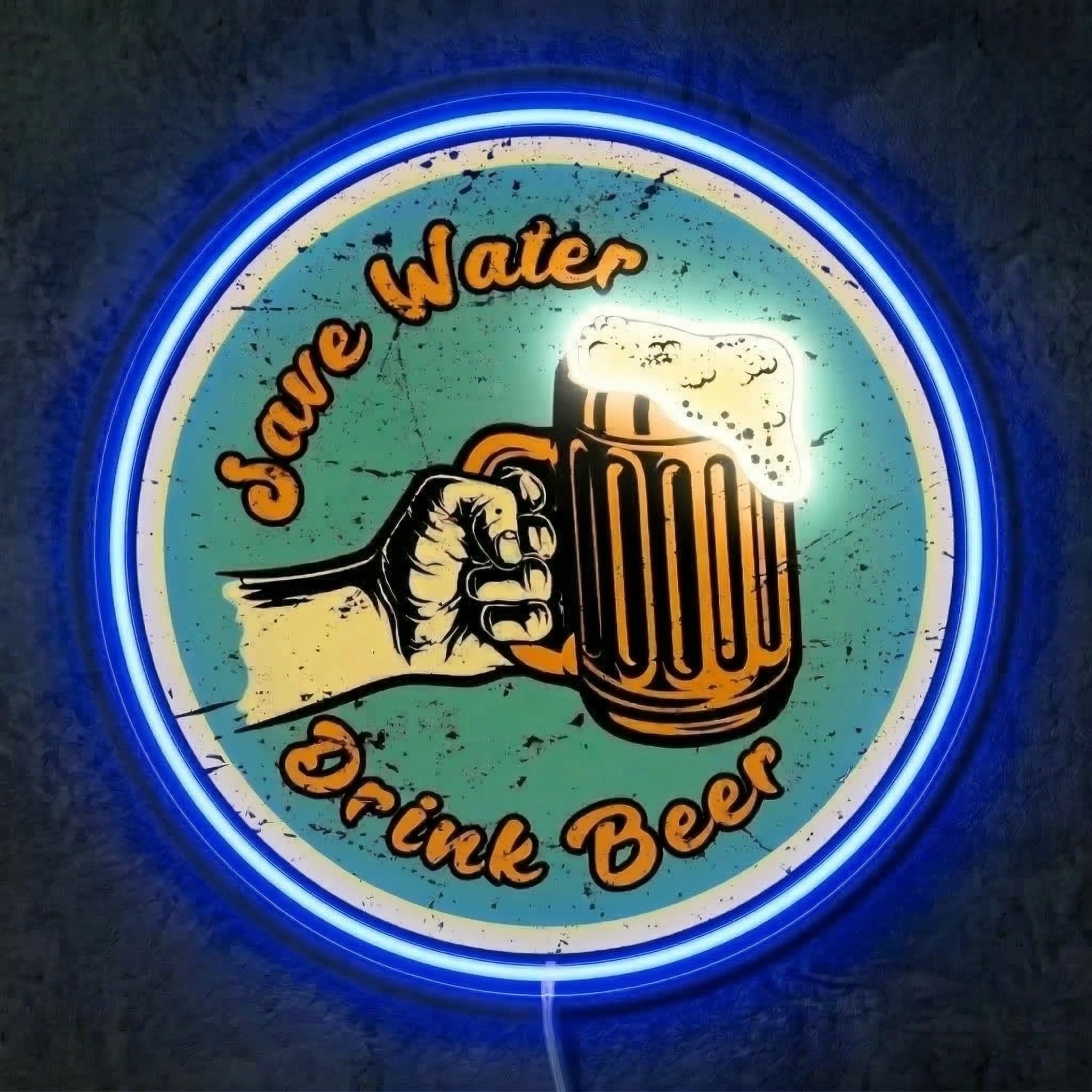 ShineNeon™ Save Water Drink Beer LED Neon Sign - Vintage Bar Wall Art USB Powered Decor