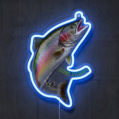 ShineNeon™ Jumping Trout Action neon sign USB Power - LED neon sign close-up detail