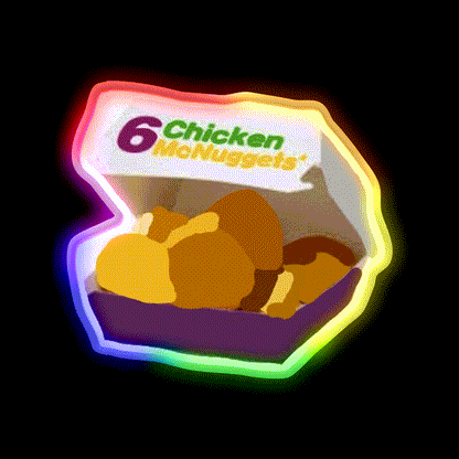6 Chicken Mcnuggets Fast Food Led Neon Sign For Burger Place Rgb Color