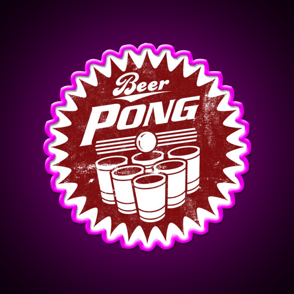 6 Cup Beerpong Logo Beer Bar Decor Led Neon Sign Rgb Color - Neon sign mounted on wall in room