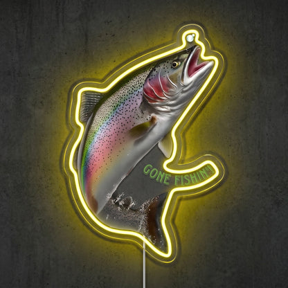 ShineNeon™ Jumping Trout Action neon sign USB Power - Size and dimension reference