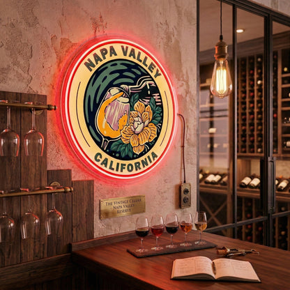 ShineNeon™ Napa Valley Wine Art LED Neon Sign - California Vineyard Wall Decor USB Powered
