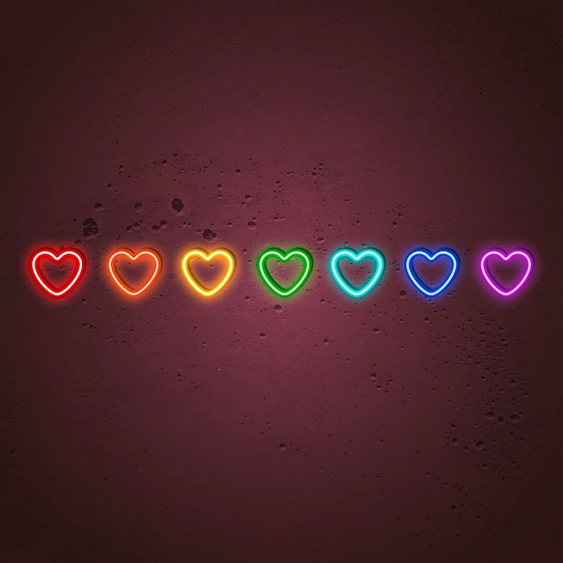 7 Colors Rainbow Heart Led Sign Business Neon Sign