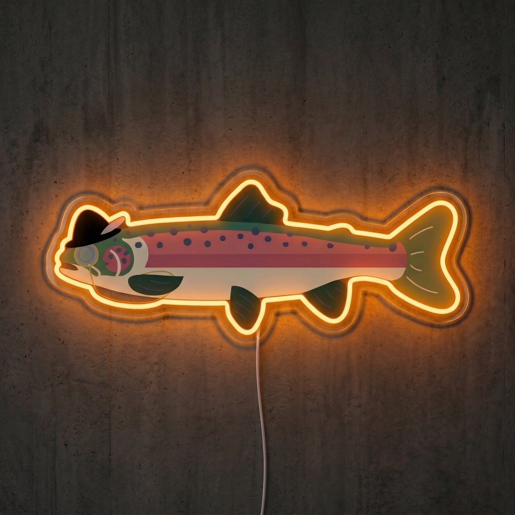 ShineNeon™ Minimal Trout Outline neon sign USB Power - LED neon sign view 6