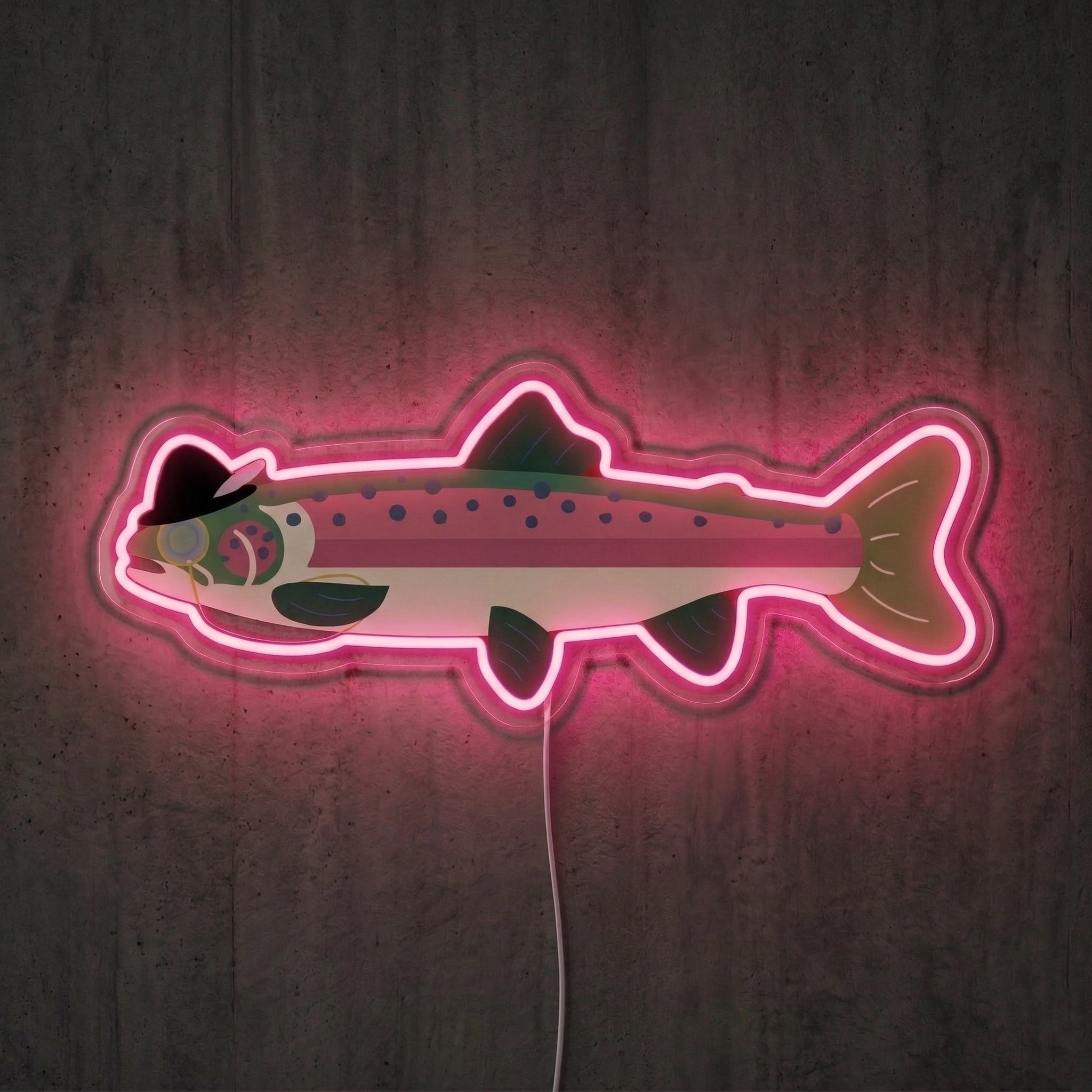 ShineNeon™ Minimal Trout Outline neon sign USB Power - LED neon sign view 7