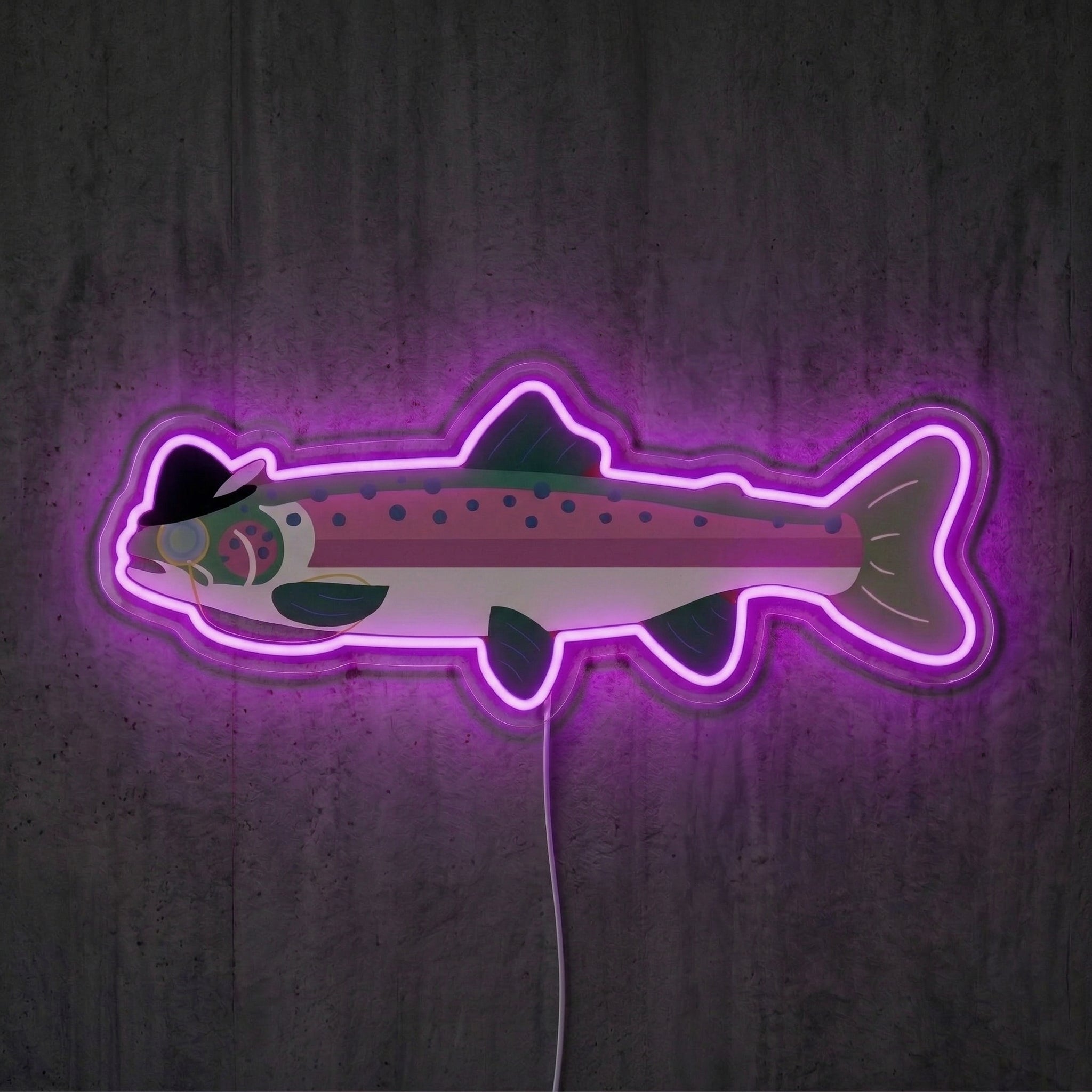 ShineNeon™ Minimal Trout Outline neon sign USB Power - LED neon sign view 8