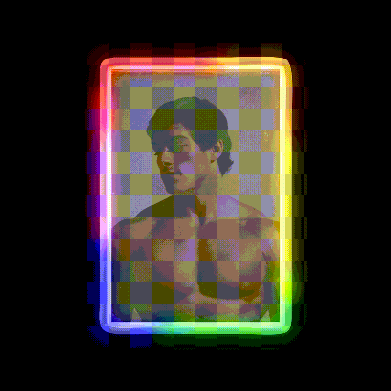 70S Muscular Handsome Male Vintage Physique Gym Fitness Led Neon Sign Rgb Color