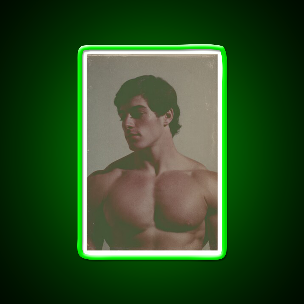 70S Muscular Handsome Male Vintage Physique Gym Fitness Led Neon Sign Rgb Color