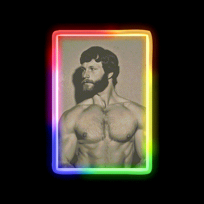 70S Muscular Male Vintage Physique Photo Gym Fitness Led Neon Sign Rgb Color