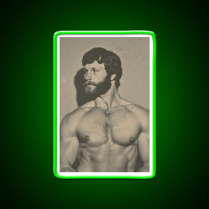 70S Muscular Male Vintage Physique Photo Gym Fitness Led Neon Sign Rgb Color