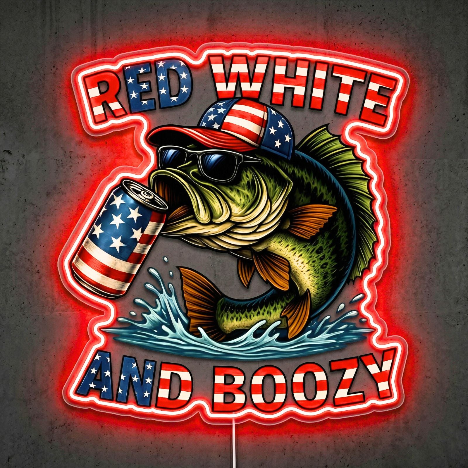 ShineNeon™ Red White Bass neon sign USB Power