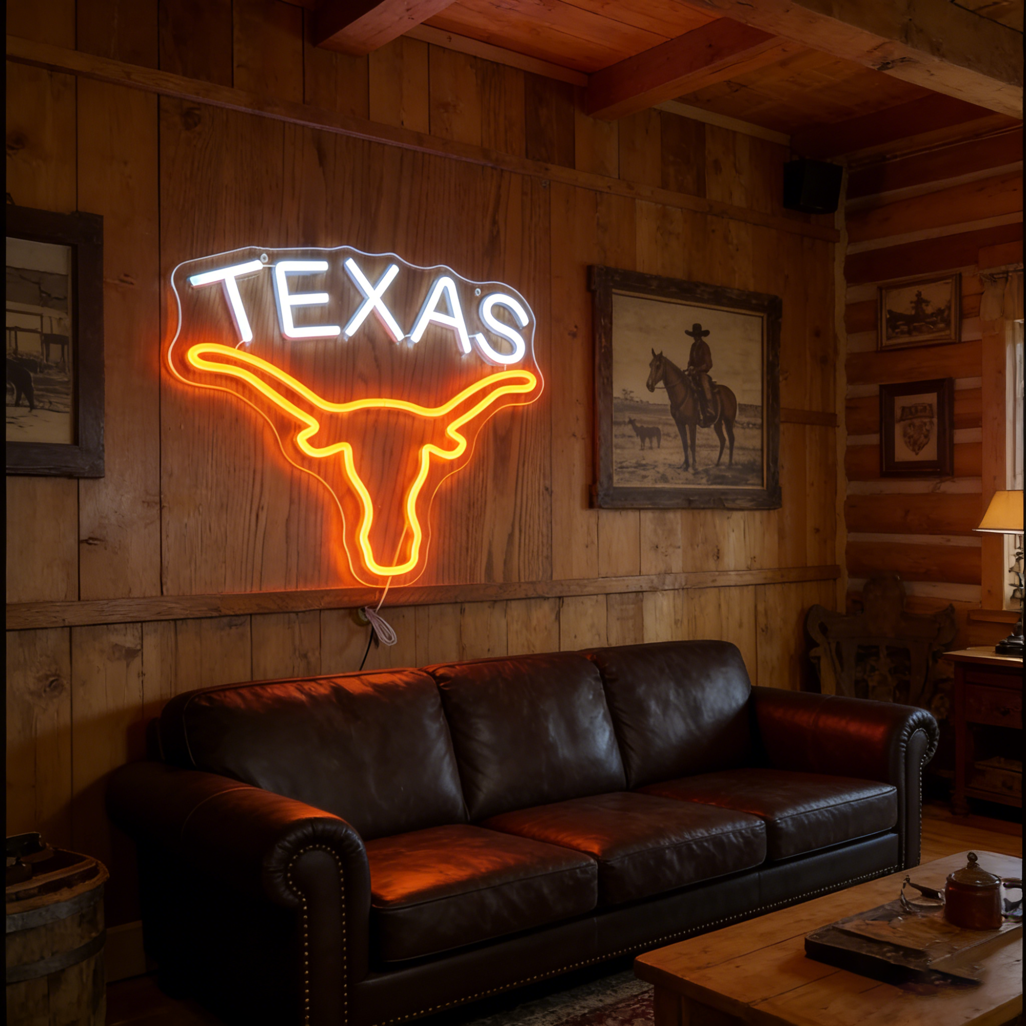 Texas Longhorn USB LED Neon Sign for Bar Game Room & Man Cave Wall Decor