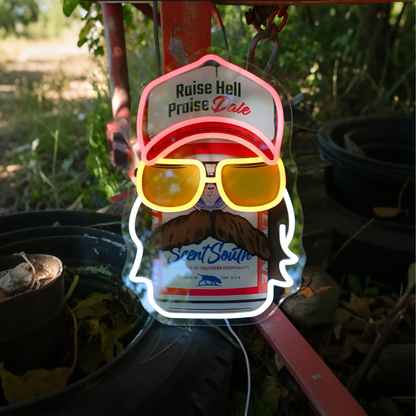 Bearded Racing Guy USB Led Neon Sign for Boys Room Man Cave Game Room & Birthday Gifts