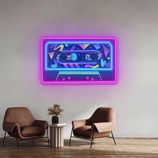 80s Themed Cassette Tape Neon Signs Wall Decor