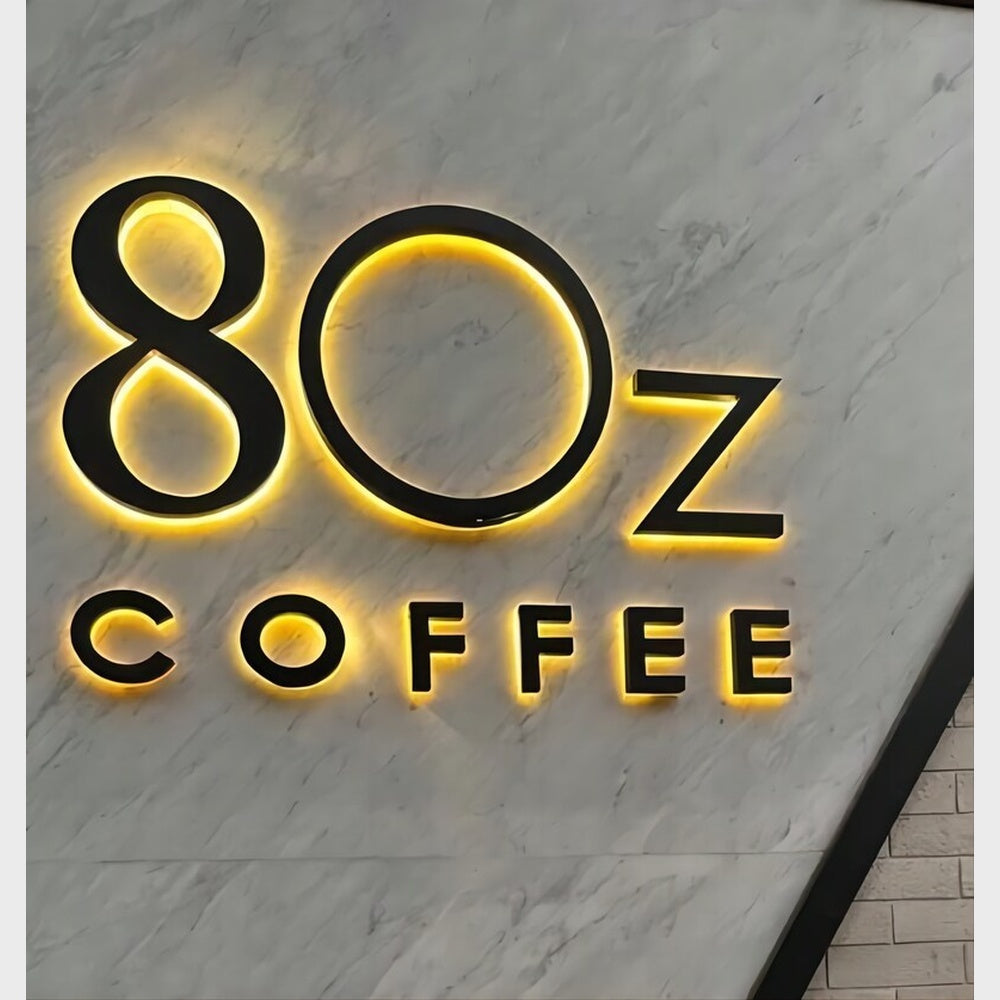 80Z Coffee 3D Backlit Channel Letters Led Light Sign