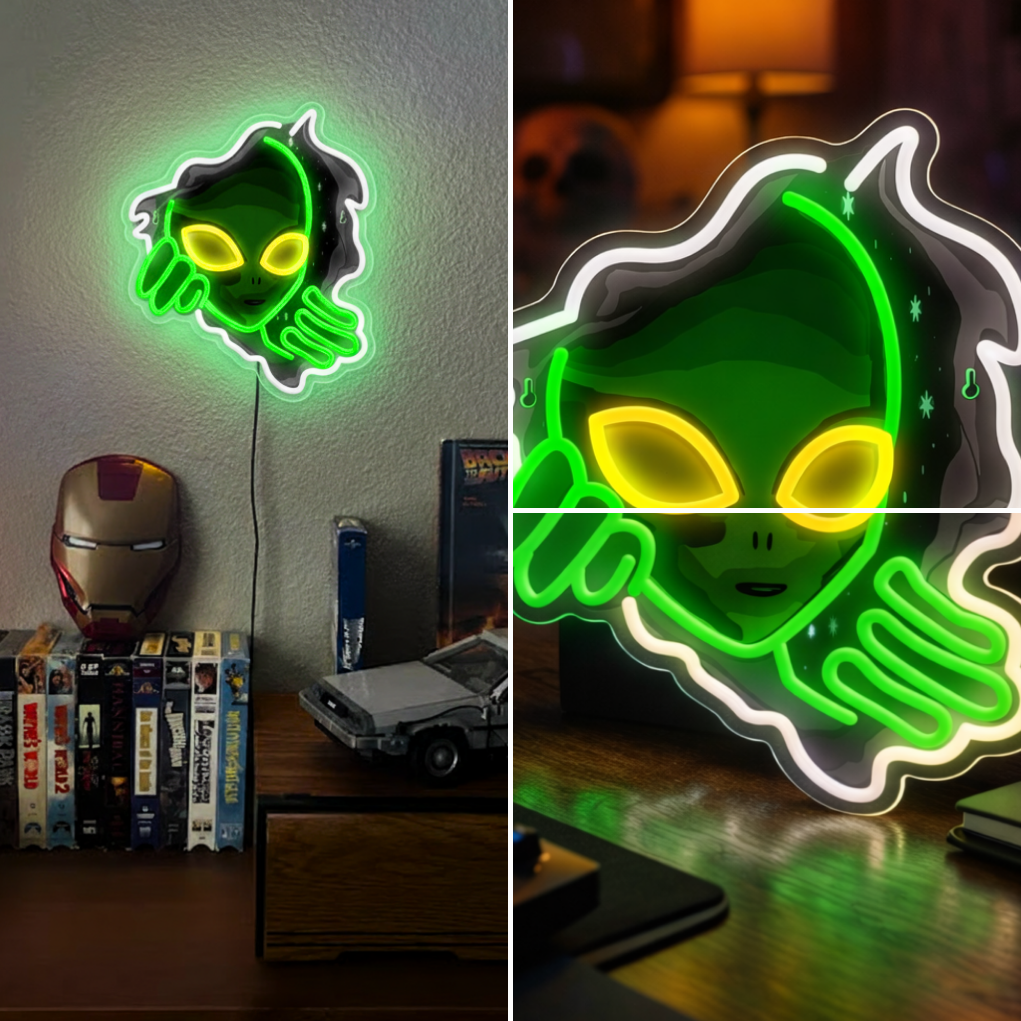 ShineNeon™ Alien LED Neon Sign - Galactic Green Neon Wall Decor for Man Cave & Gaming Room