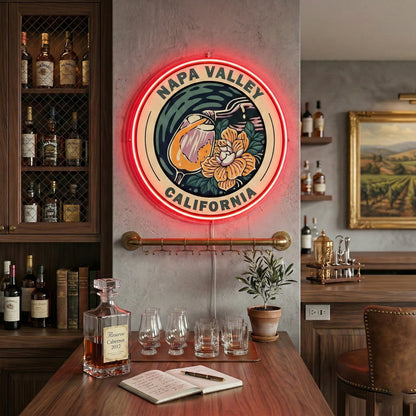 ShineNeon™ Napa Valley Wine Art LED Neon Sign - California Vineyard Wall Decor USB Powered