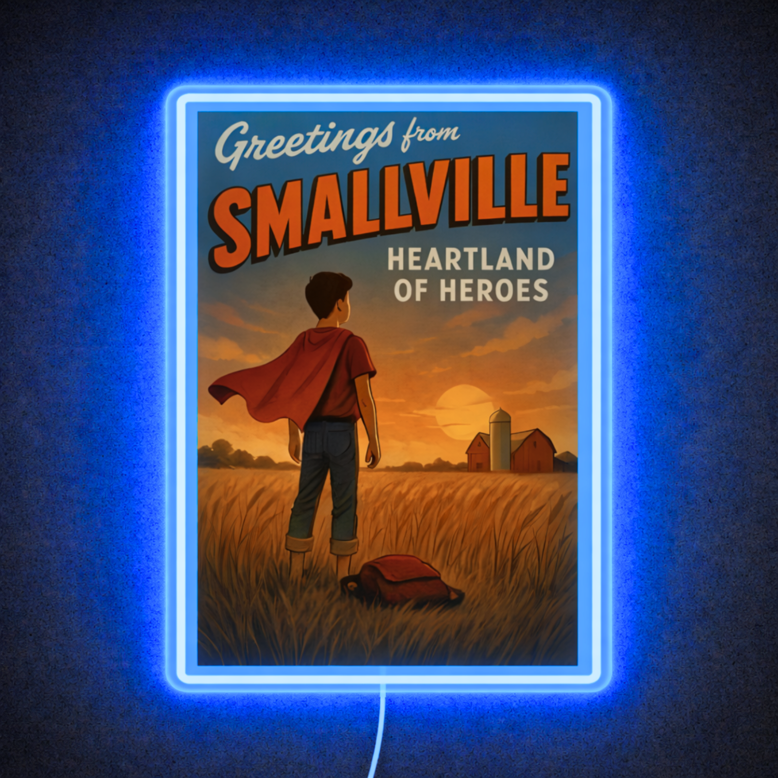 ShineNeon™ Smallville Heartland of Heroes LED Sign - Vintage Comic Wall Decor for Home Office