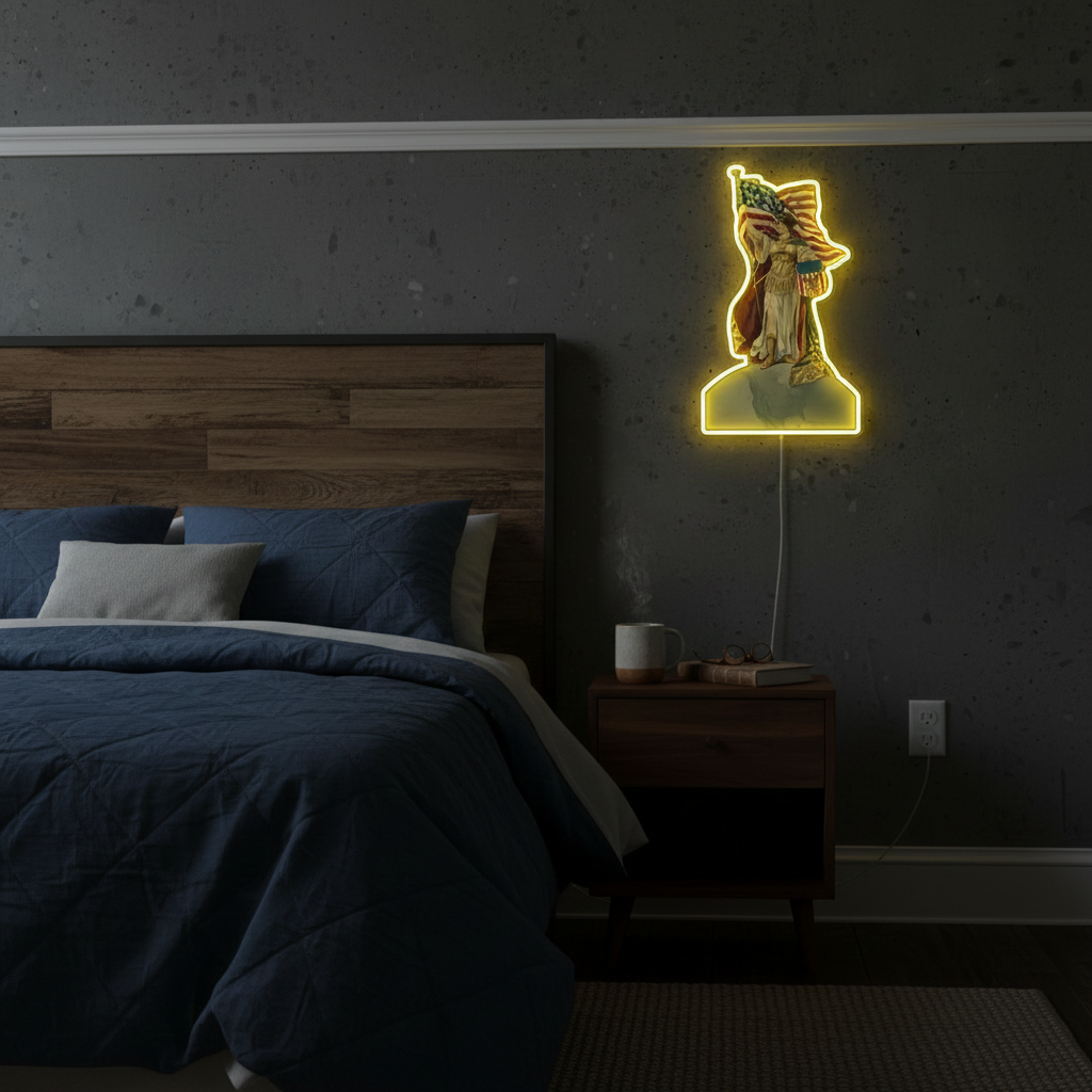 ShineNeon™ Vintage Lady Liberty American Flag LED Neon Sign - Patriotic Wall Art Decor