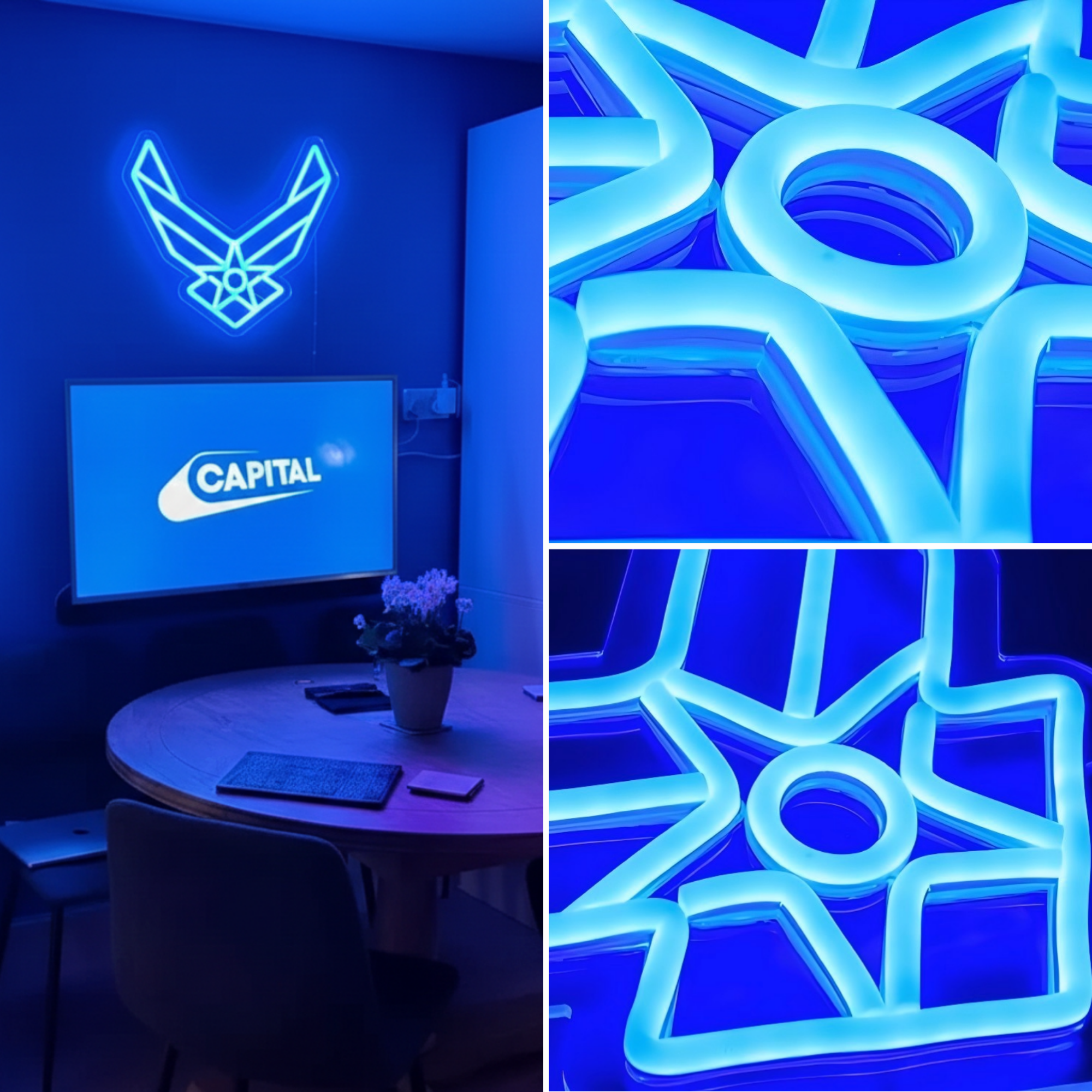 ShineNeon™ Stealth Wing LED Neon Sign – Tactical Blue Glow for Garage & Mancave
