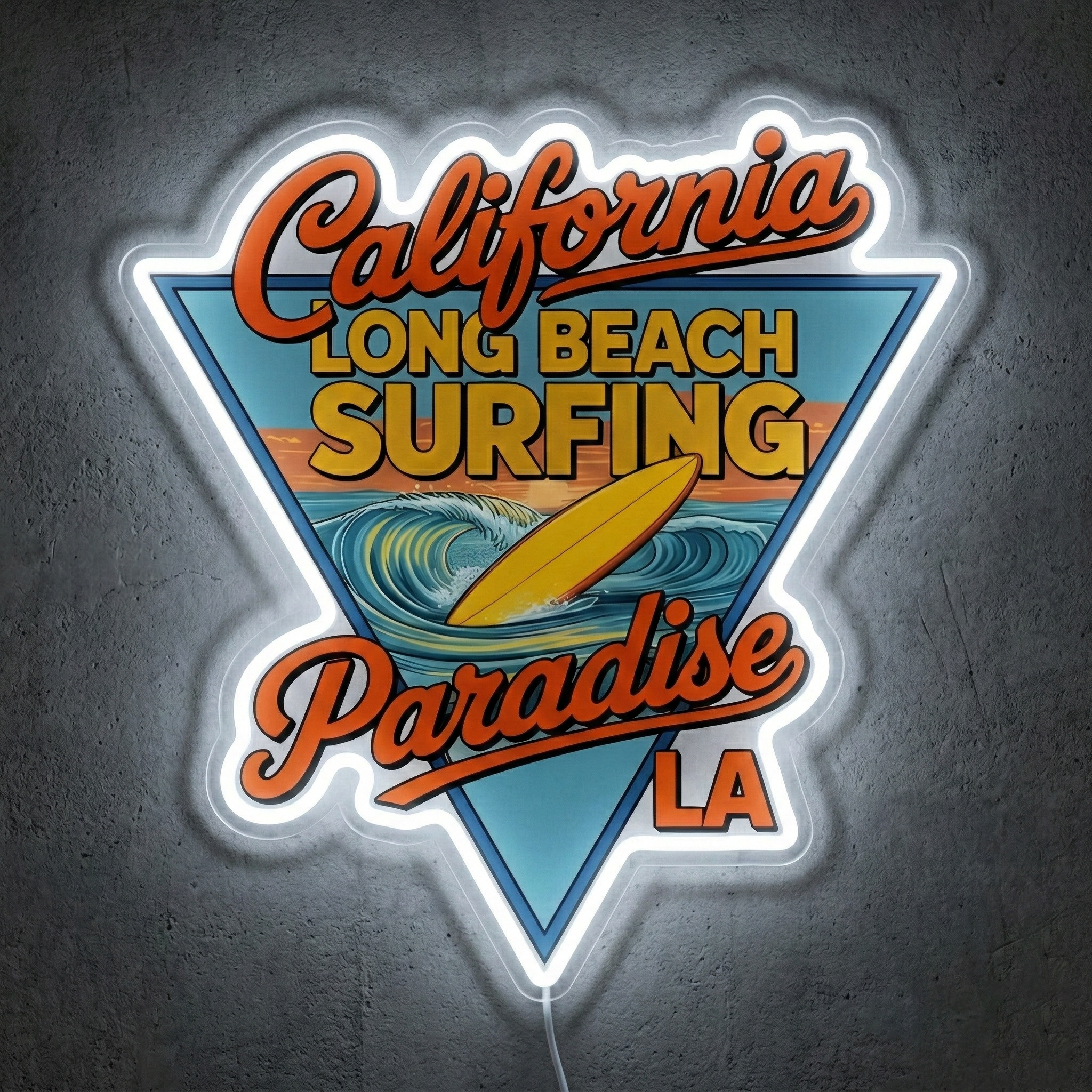 ShineNeon™ California Long Beach Surfing Paradise LED Neon Sign - LA Retro Wall Decor USB Power