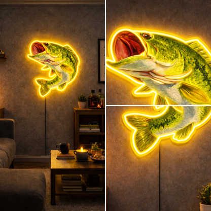 ShineNeon™ Largemouth Bass Fishing LED Neon Sign - Vivid Angler Cave bar & Cabin Wall Decor