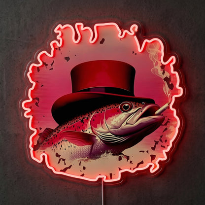 ShineNeon™ Lucky Top Hat Fish neon sign USB Power - Size and dimension reference