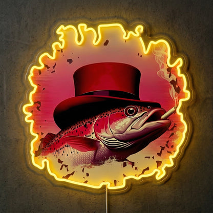 ShineNeon™ Lucky Top Hat Fish neon sign USB Power - Custom LED neon sign front view