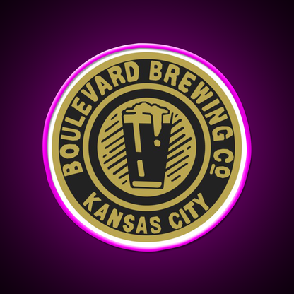 90S Boulevard Beer Co Bottle Cap Beer Bar Decor Led Neon Sign Rgb Color - Neon sign mounted on wall in room