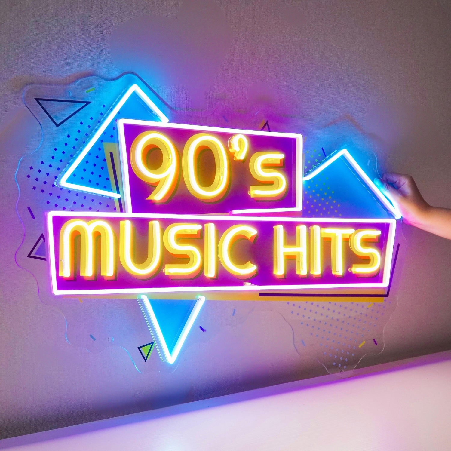 90s Music Hits Retro Tri-Color Uv Printed Led Neon Sign For Music Room Bar Decor | Shineneon