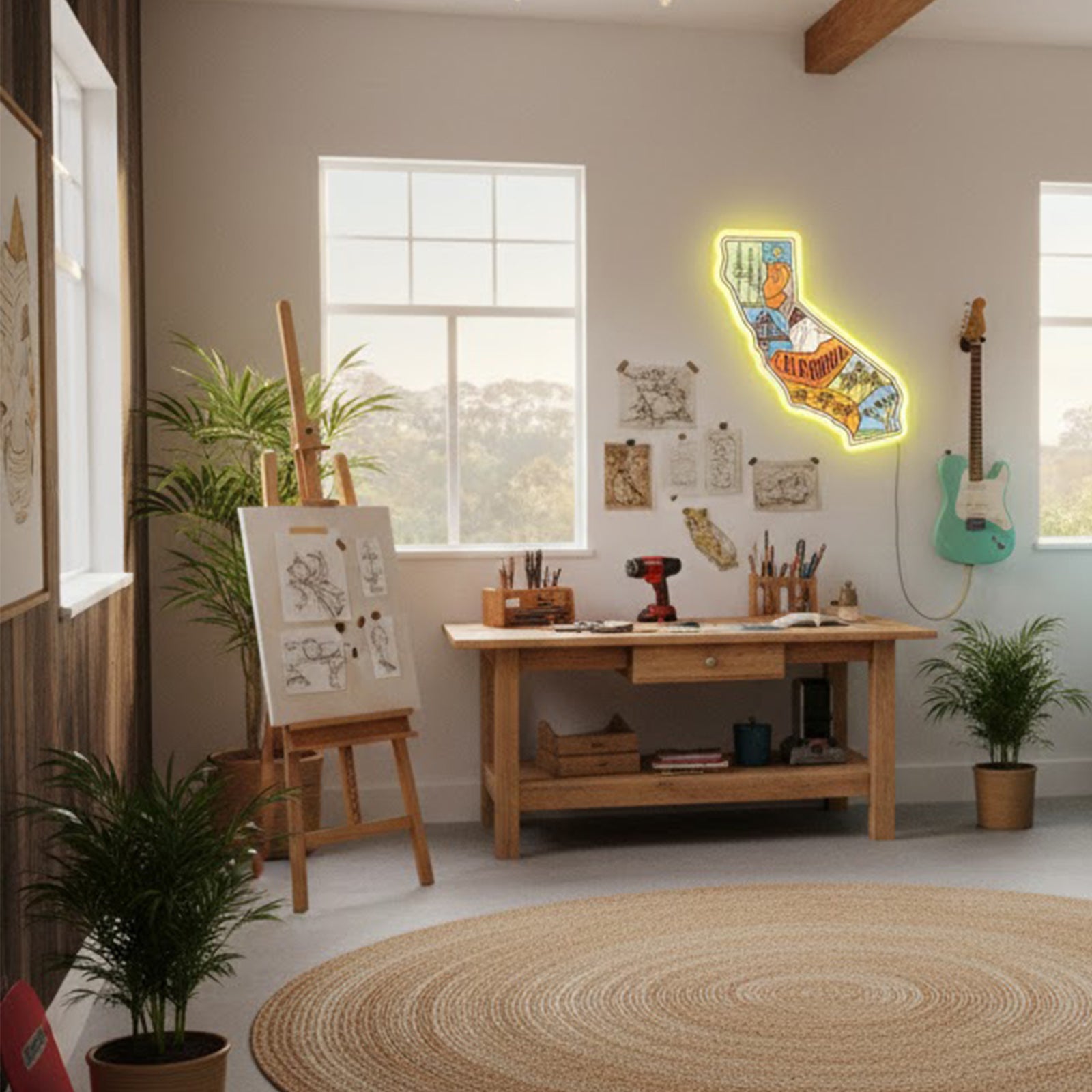 ShineNeon™ California State Map LED Neon Sign - USB Power Illustrated West Coast Wall Art Decor