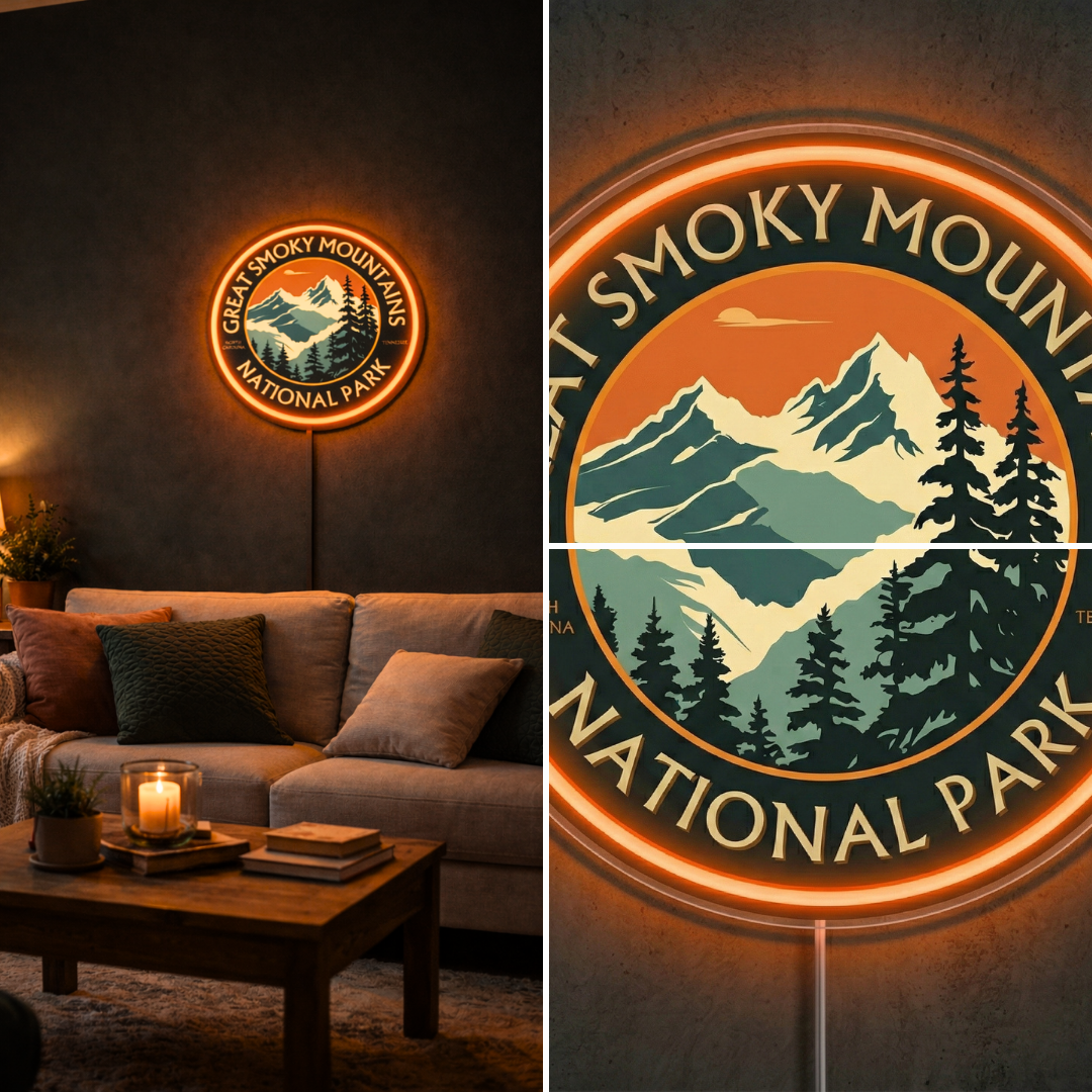 ShineNeon™ Great Smoky Mountains National Park LED Neon Sign - Vintage Nature Wall Decor