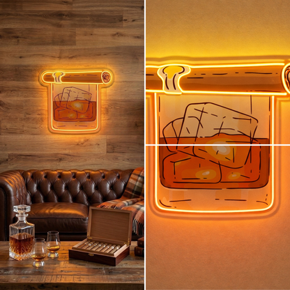 ShineNeon™ Whiskey & Cigar LED Neon Sign - Home Bar Man Cave & Lounge Decor