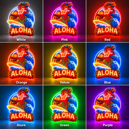 Aloha Tropical Character LED Neon Sign color grid