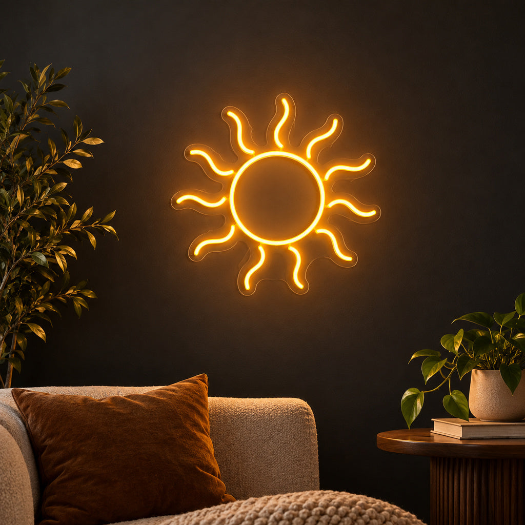 Amber Sun Rays LED Neon Sign main product image