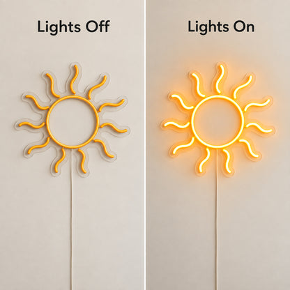 Amber Sun Rays LED Neon Sign indoor scene