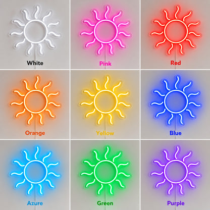 Amber Sun Rays LED Neon Sign color grid