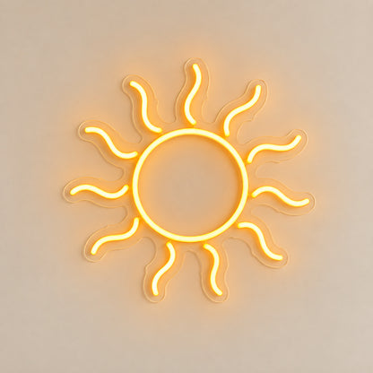 Amber Sun Rays LED Neon Sign plain background