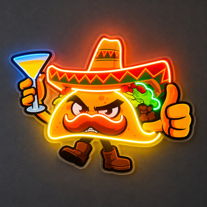 Angry Taco Character LED Neon Sign image 1