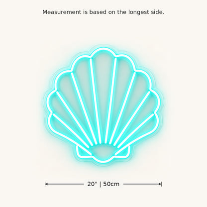 Aqua Seashell LED Neon Sign size guide