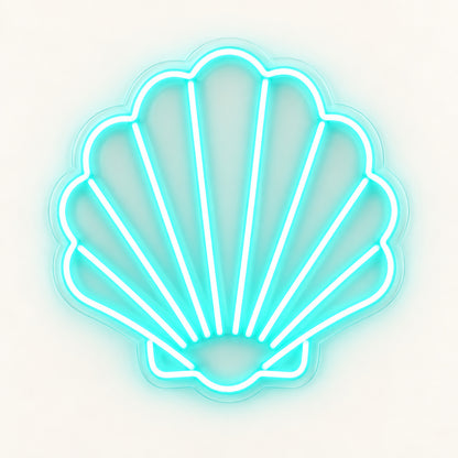 Aqua Seashell LED Neon Sign plain background